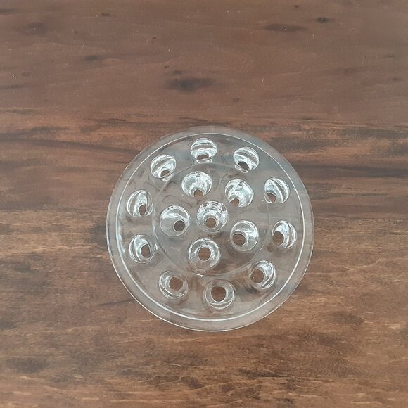 Vintage Flower Frog Glass w/ 16 Holes for Floral Arrangements Marble Display - Picture 3 of 4